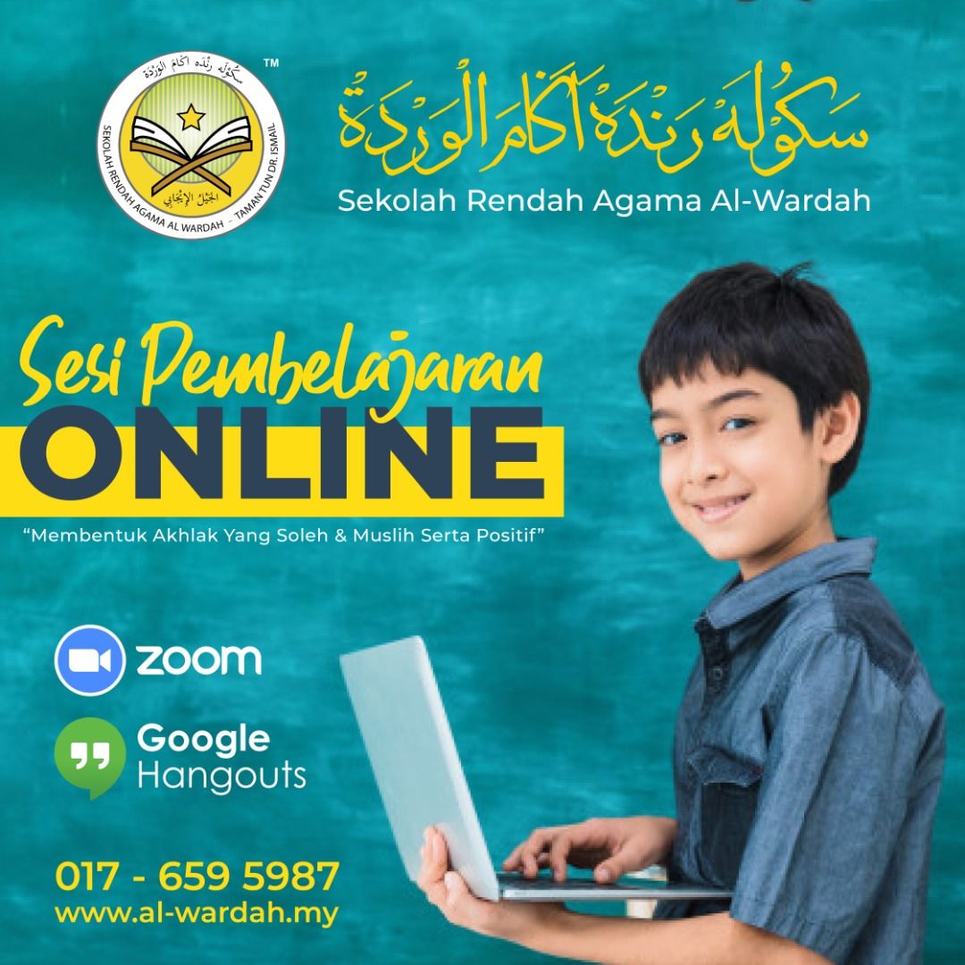 Sesi pembelajaran online Al-Wardah melalui Zoom dan Google Hangouts